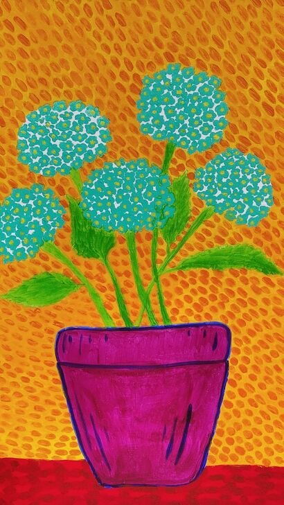 Hortensias in orange - a Paint Artowrk by Marina Barbara Žlender